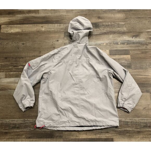 Guess Womens Gray with Pink Trim Womens XL Hooded 1/4 Zip Jacket Windbreaker - Picture 3 of 6